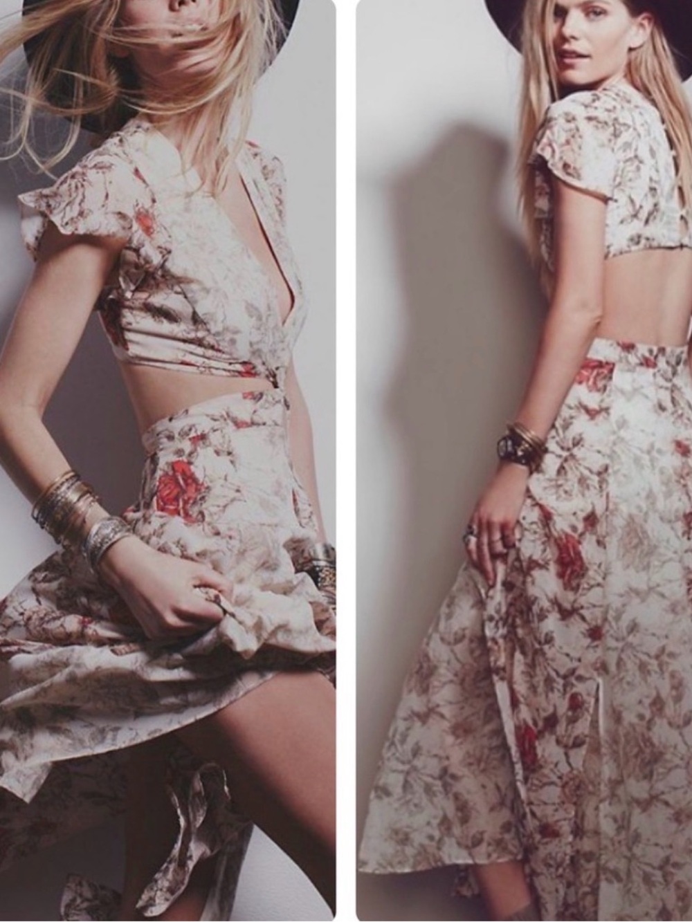 Free People Jasper Floral Cutout Midi Dress